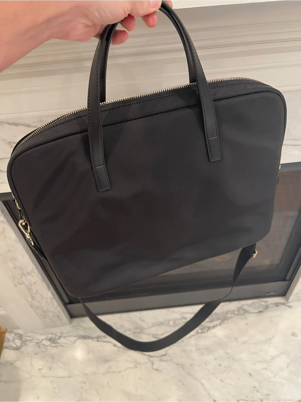 kate spade Black Nylon Brief Tote with Shoulder Strap